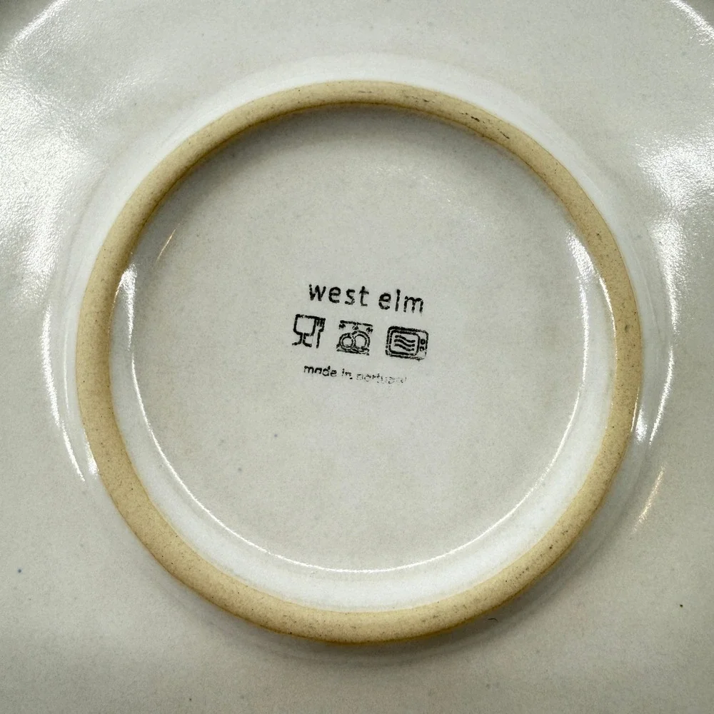 West Elm Salad Plates Set of 6 Seafoam Green Blue Reactive Glaze Stoneware 8.5